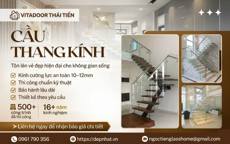 Vì sao cầu thang kính ngày càng được ưa chuộng trong nhà hiện đại?